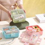 Floral Theme PP Lunch Box - 3 Grid ( 1020ml + 70ml )