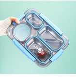 Independent Sealing Stainless Steel Lunch Box - 4 Compartment ( 900 ml + 150ml) Soup Bowl