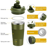 Leather Grip Insulated Travel Coffee Mug - 380ml