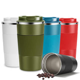 Leather Grip Insulated Travel Coffee Mug - 380ml