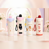 Premium Twin Lid Cat Design Insulated Water Bottle - 750ml