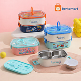 Double Grid Stainless Steel Lunch Box - 2 Compartment ( 900ml + 850ml + 150ml )