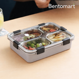 Bentomart Premium 4 Grid Stainless Steel Lunch Box - 900ml