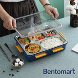 Bentomart Premium 5 Grid Stainless Steel Lunch Box - 1280ml + 250ml