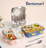 Bentomart 3 Grid Stainless Steel Lunch Box with Soup Bowl - 750ml + 150ml