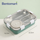 Bentomart 3 Grid Stainless Steel Lunch Box with Soup Bowl - 750ml + 150ml
