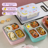 Cartoon Sealed Stainless Steel Lunch Box - 3 Grid ( 620ml )