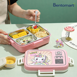 Cute Cartoon 304 Stainless Steel Lunch Box 3 Grid - 800ml + 70ml