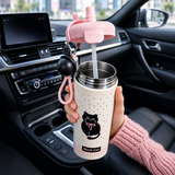 Premium Twin Lid Cat Design Insulated Water Bottle - 750ml