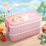 Cute Puppy Theme 2-Layer PP Bento Lunch Box – 1360ml +200ml
