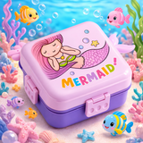 Mermaid Themed PP Bento Lunch box 3 Grid - 1590ml + 70ml