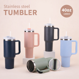 Premium Stainless Steel Insulated Tumbler with Handle & Straw - 1000ml