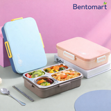 Smile Leak Proof Stainless Steel Bento Lunch Box - 4 Compartment ( 900ml ) with Cutlery