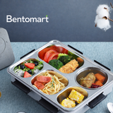 Bentomart Premium 5 Grid Stainless Steel Lunch Box - 1280ml + 250ml
