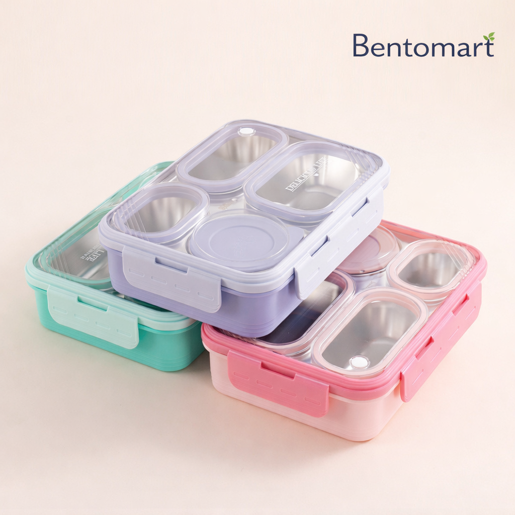 BENTO Leak Proof 4 Grid Lunch Box - 800ml + 150ml ( Bowl )
