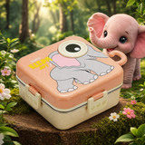 Super Elephant Cartoon Stainless Steel Lunch Box - 3 Grid ( 1120ml + 70ml )