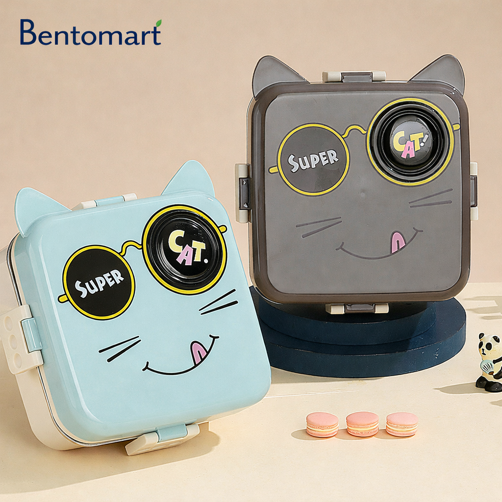 Super Kitten Cartoon Stainless Steel Lunch Box - 3 Grid ( 1120ml + 70ml )