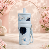 Bentomart Floral Theme Tumbler with Straw Lid and Carry Strap - 800ML