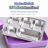 Independent Sealing Stainless Steel Lunch Box - 5 Compartment ( 1400 ml + 150ml ) Soup Bowl