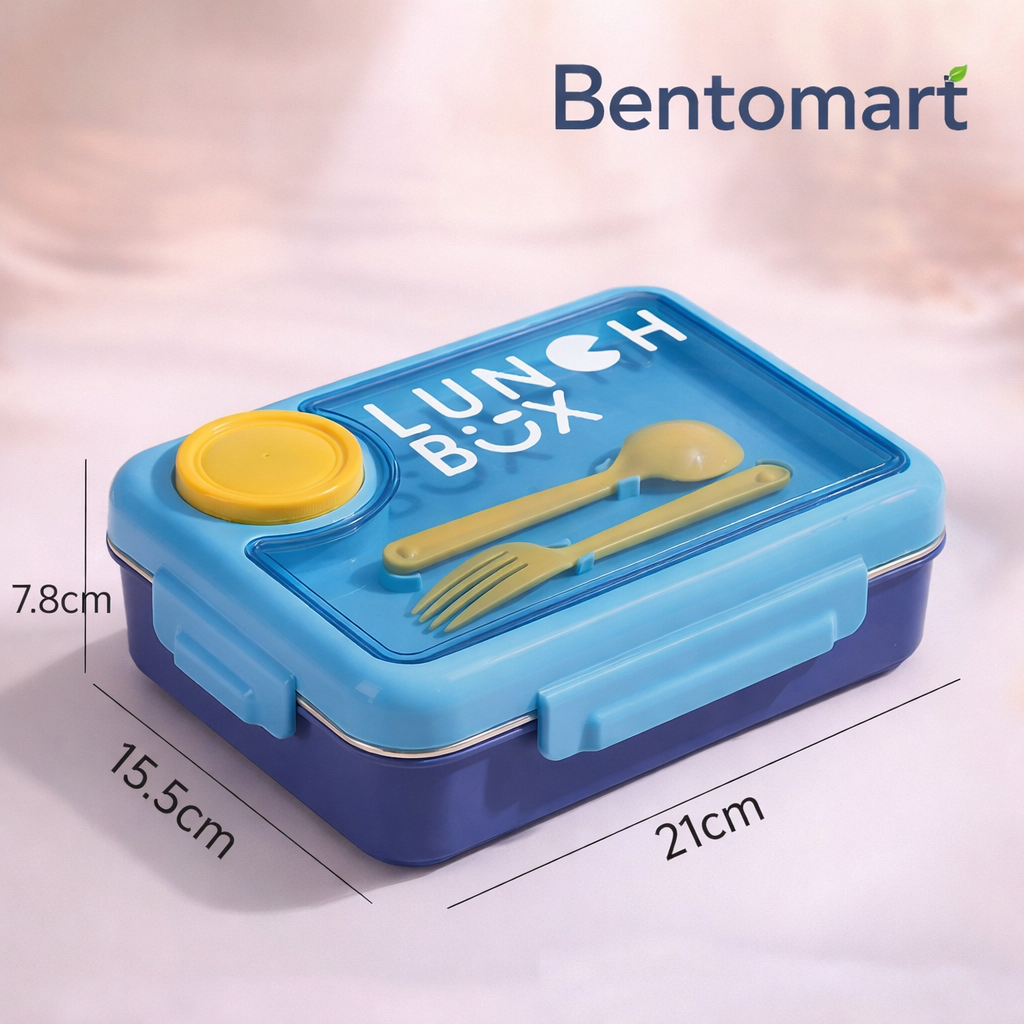 Premium Stainless Steel Lunch Box with Cutlery - 3 Compartment ( 750ml + 80ml )