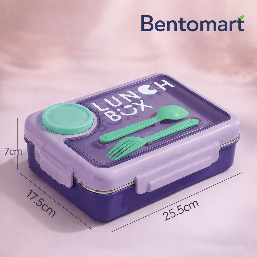 Premium Stainless Steel Lunch Box with Cutlery - 4 Compartment ( 900ml + 80ml )