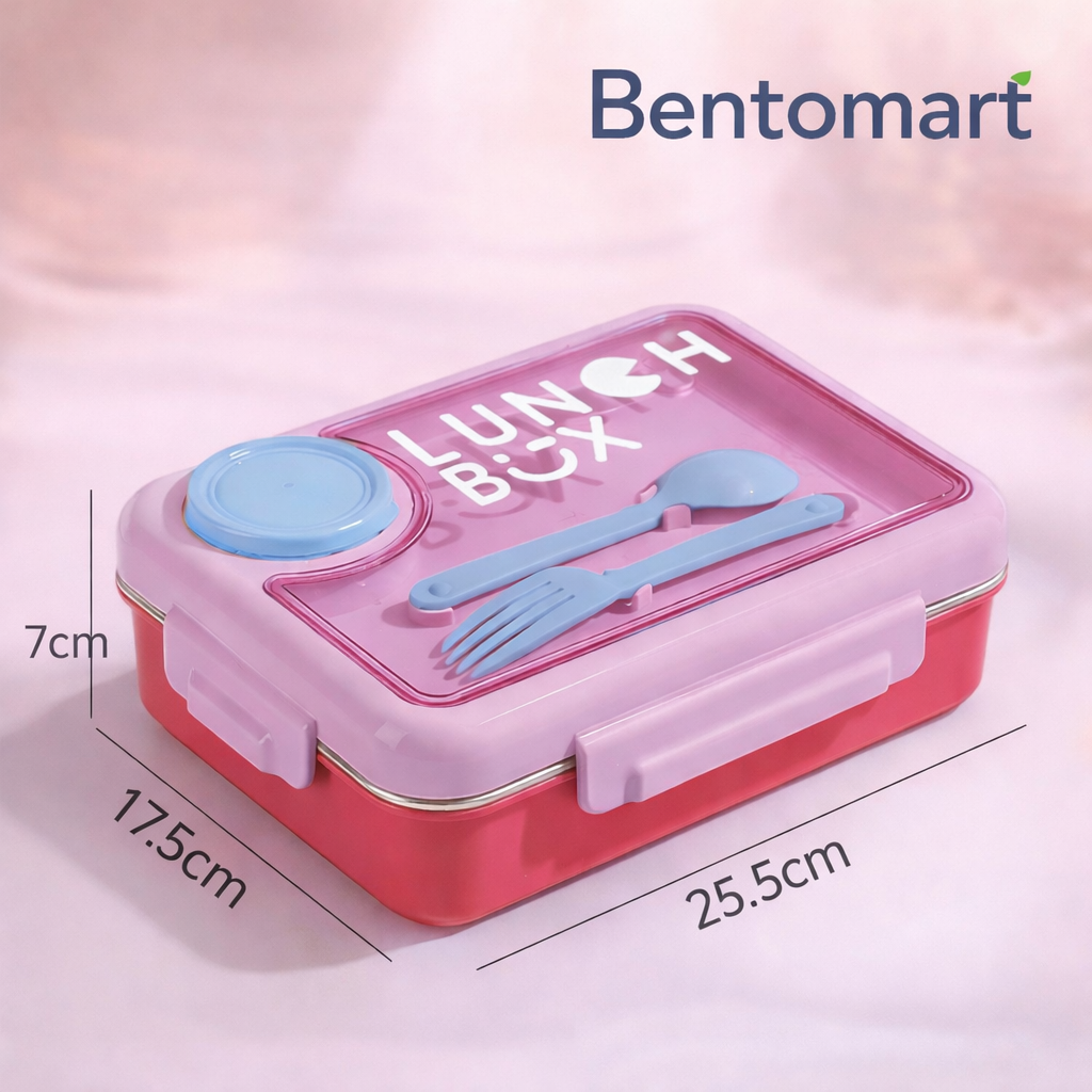 Premium Stainless Steel Lunch Box with Cutlery - 4 Compartment ( 900ml + 80ml )