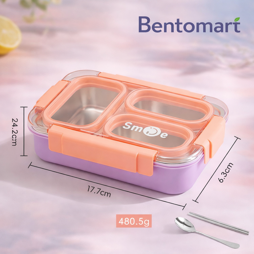 Independent Sealing Stainless Steel Lunch Box - 3 Compartment ( 710 ml )