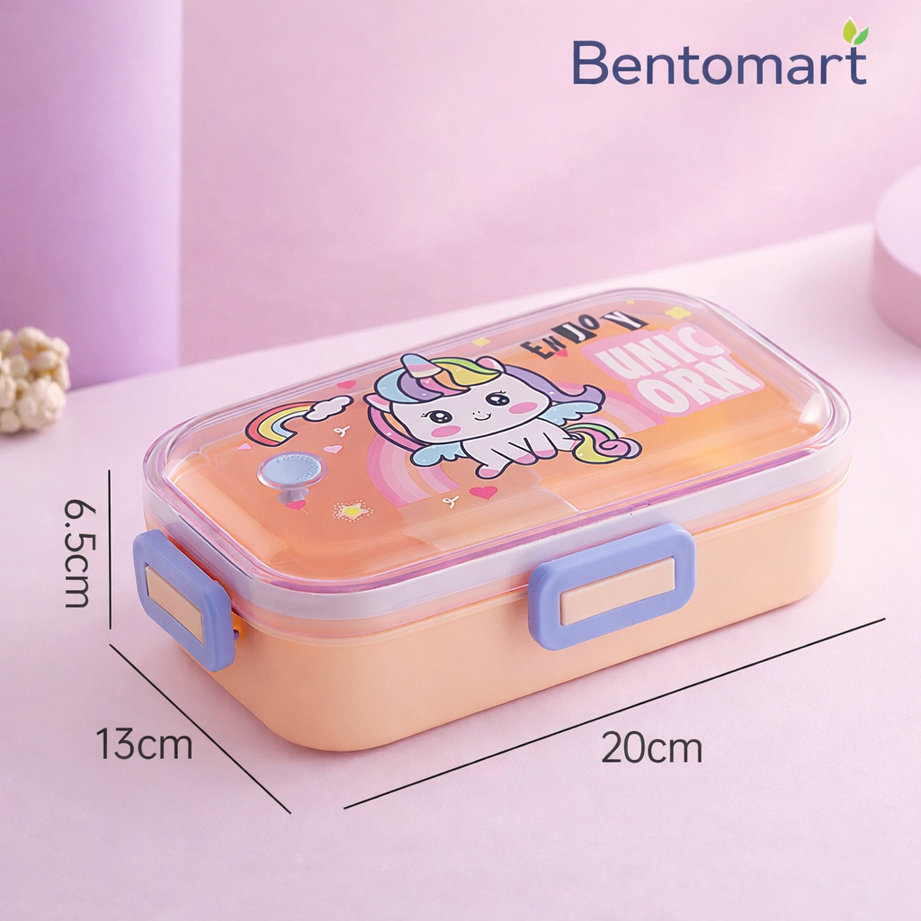 Fun Cartoon Sealed PP Lunch Box - 2 Compartment ( 530 ml )
