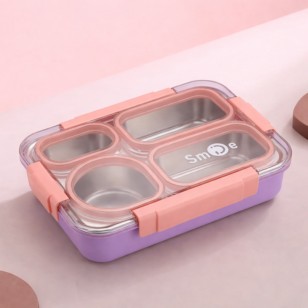 Independent Sealing Stainless Steel Lunch Box - 4 Compartment ( 900 ml )