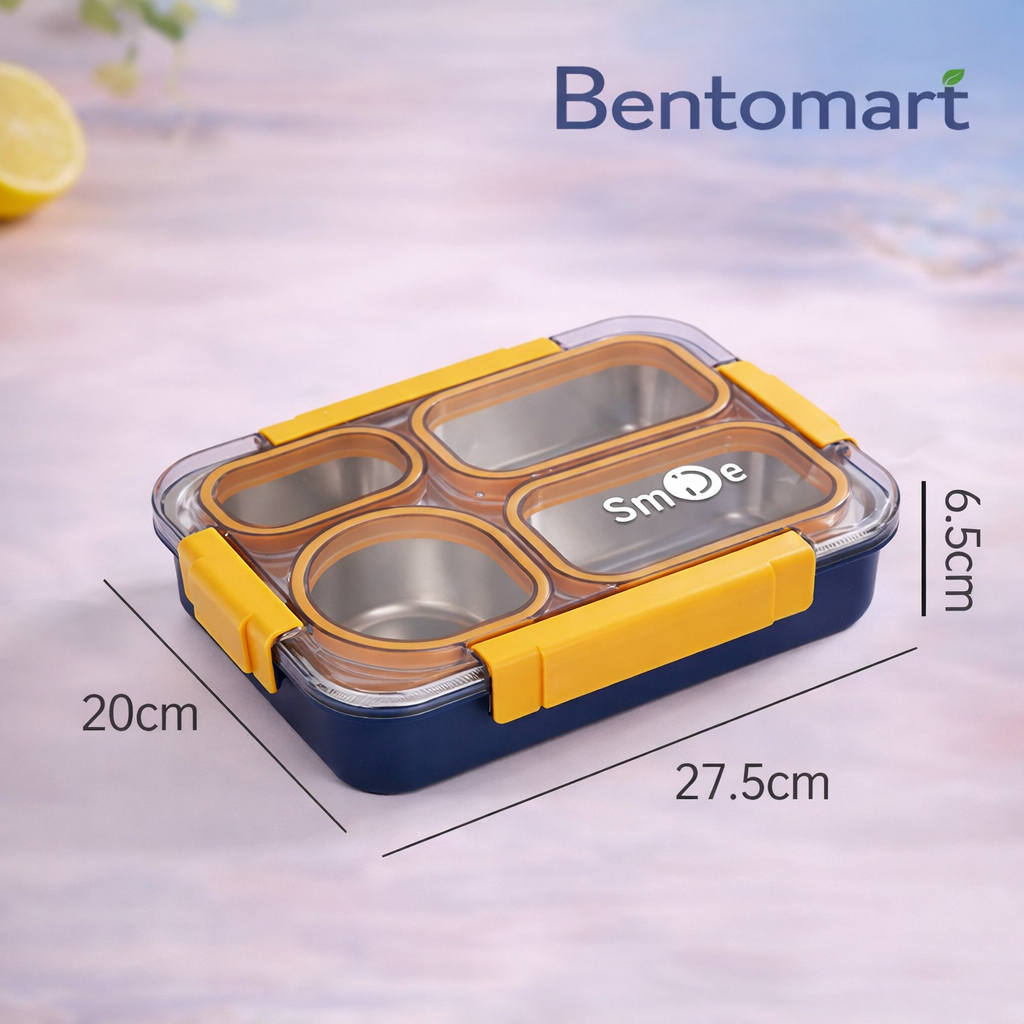 Independent Sealing Stainless Steel Lunch Box - 4 Compartment ( 900 ml )