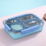 Independent Sealing Stainless Steel Lunch Box - 4 Compartment ( 900 ml + 150ml) Soup Bowl