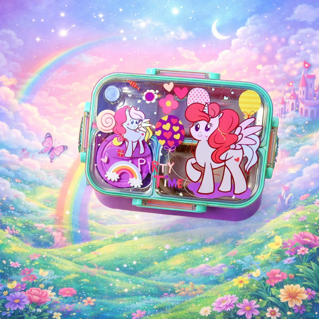 Cartoon Theme Stainless Steel 3 Compartment - 750ml
