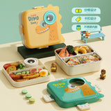 Super Dino Cartoon Stainless Steel Lunch Box - 3 Grid ( 1120ml + 70ml )