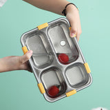 Bentomart Premium 4 Grid Stainless Steel Lunch Box - 900ml