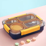 Independent Sealing Stainless Steel Lunch Box - 4 Compartment ( 900 ml + 150ml) Soup Bowl