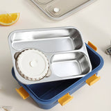 Bentomart 3 Grid Stainless Steel Lunch Box with Soup Bowl - 750ml + 150ml