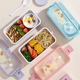 Cute Puppy Theme 2-Layer PP Bento Lunch Box – 1360ml +200ml