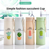 Cute Cactus Theme Glass Bottle - 400ml