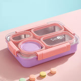 Independent Sealing Stainless Steel Lunch Box - 4 Compartment ( 900 ml + 150ml) Soup Bowl