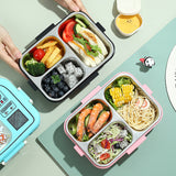 Cute Cartoon 304 Stainless Steel Lunch Box 3 Grid - 800ml + 70ml