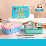 UV Printed Independent Sealed 4 Grid Lunch Box - 800 + 150ml