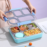 Independent Sealing Stainless Steel Lunch Box - 5 Compartment ( 1400 ml + 150ml ) Soup Bowl